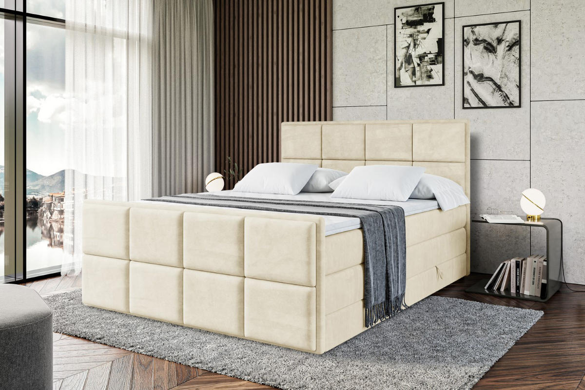 BOXSPRINGBETT NOVA-Z KING - 140 x 200 - H3/H4 - Beige - Beige, Holzwerkstoff (140/200cm) - ALTDECOR