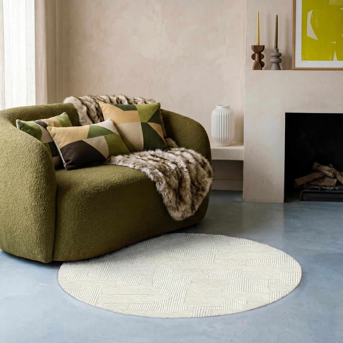 KOBERCE - Textúra - abstraktná - béžová - 90x90 cm - béžová, textil/plast (90/0.4cm) - OnlyWow