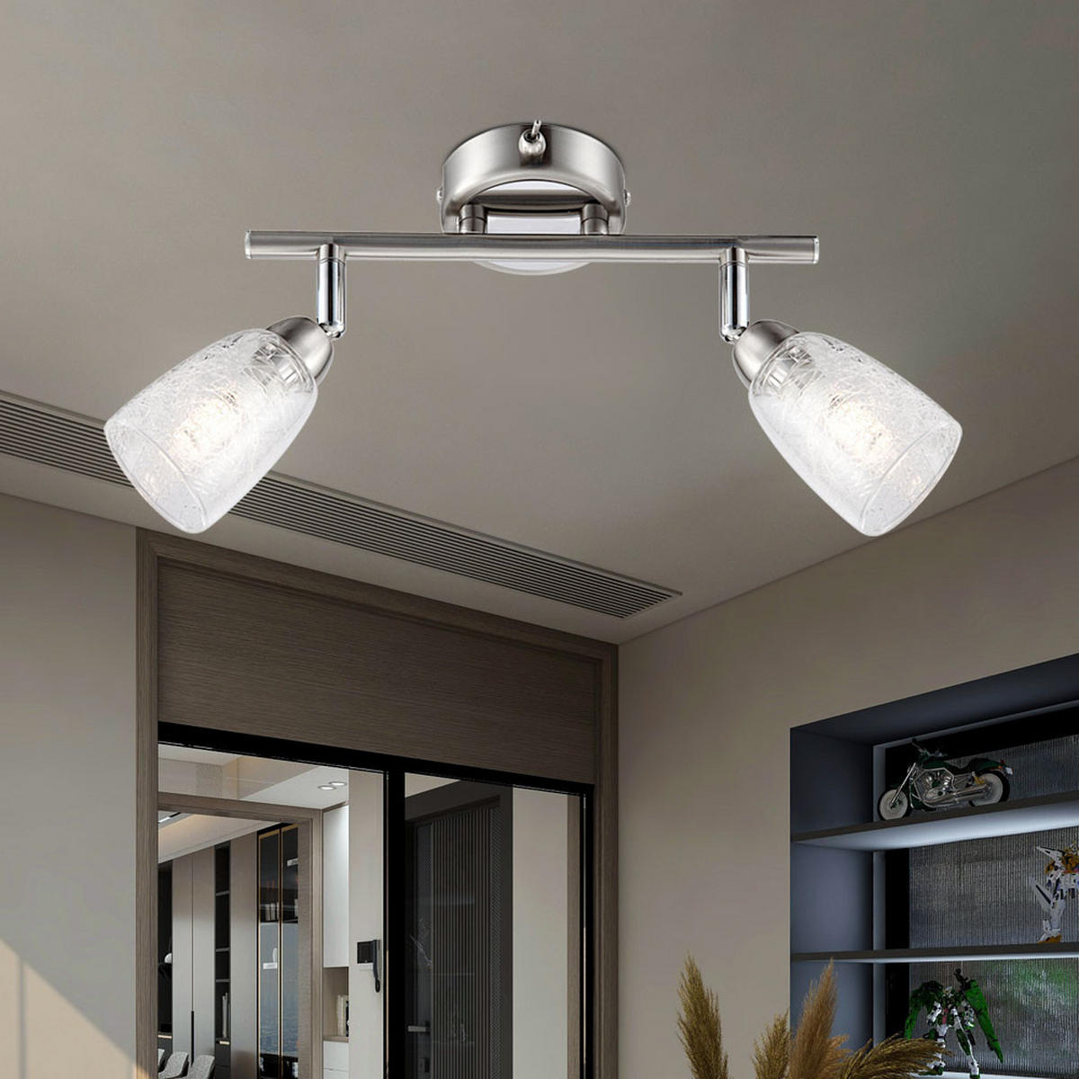 LED DECKENLEUCHTE CRASH Silber Chrom - Silberfarben, Glas (25/6/11cm) - Globo Lighting