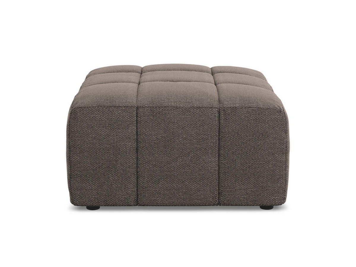 POUF Bouclé Stoff Braun - Schwarz/Mokka, Holzwerkstoff/Kunststoff (75/41/90cm) - Makamii