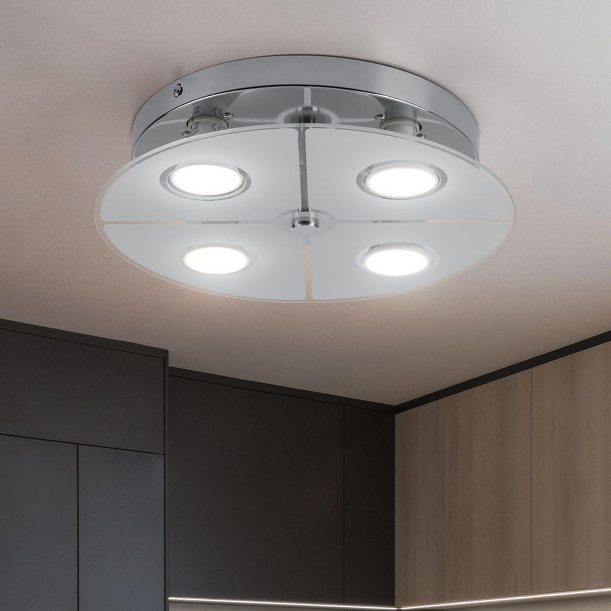 LED DECKENLEUCHTE RENE Metall Silber 2er Set - Silberfarben, Glas (30/30/7.5cm) - Globo Lighting