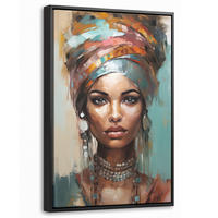 LEINWAND Bilder mit Rahmen - Frau - Kunst - Schmuck - Porträt - 20x30 - Blaugrau, Textil (20/30cm) - MuchoWow