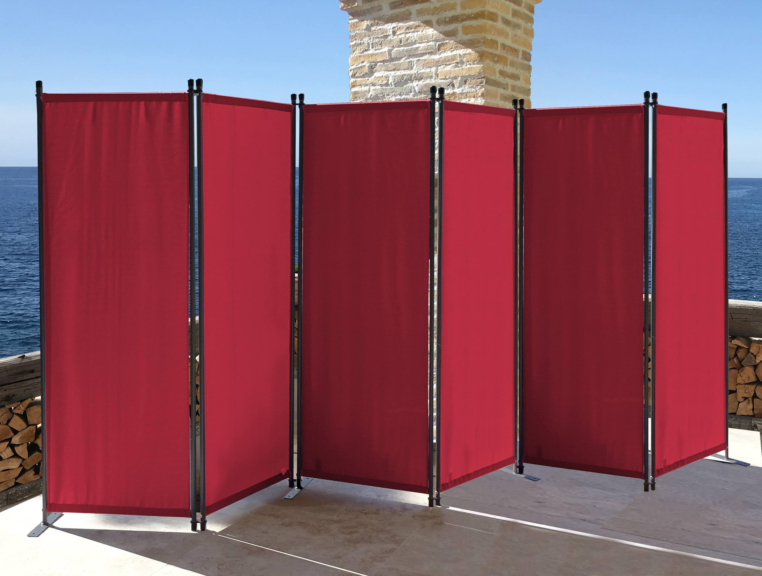 PARAVENT 6-tlg. 340x165 cm Rubinrot - Rot, Metall (340/165cm) - QUICK STAR