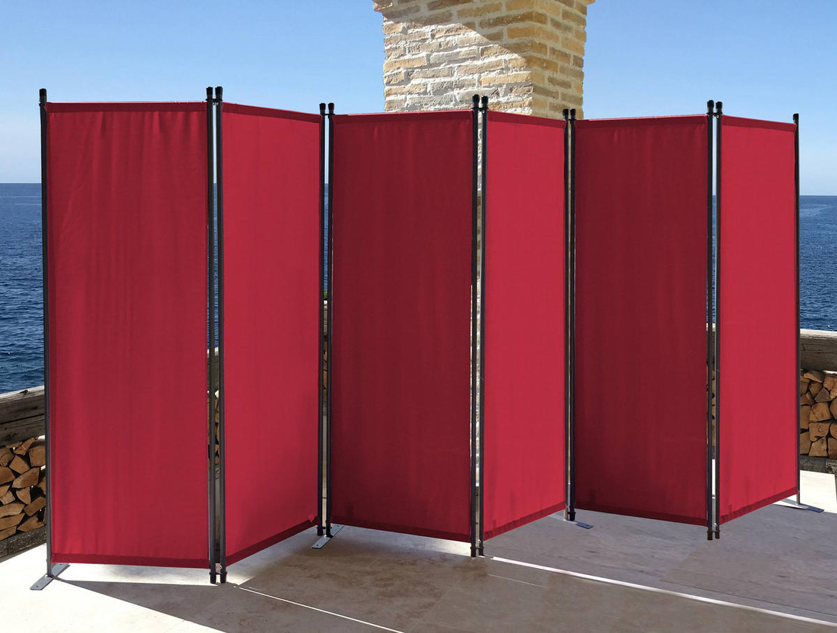 PARAVENT 6-tlg. 340x165 cm Rubinrot - Rot, Metall (340/165cm) - QUICK STAR