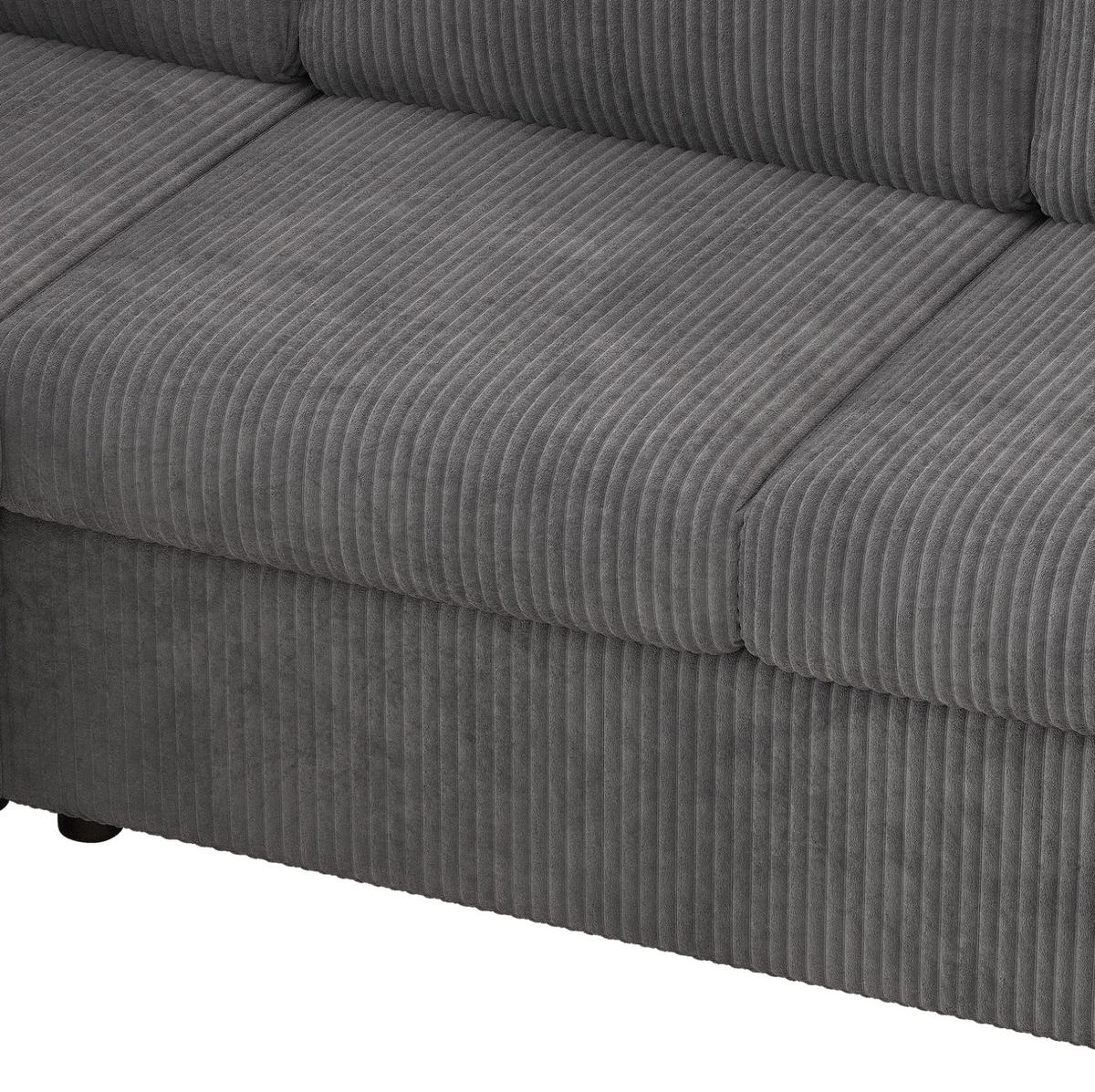 WOHNLANDSCHAFT aus cord 282x153x85 cm in Grau mit Stauraumhocker & Schlaffunktion - Grau, Textil (153/85/282cm) - Modfu