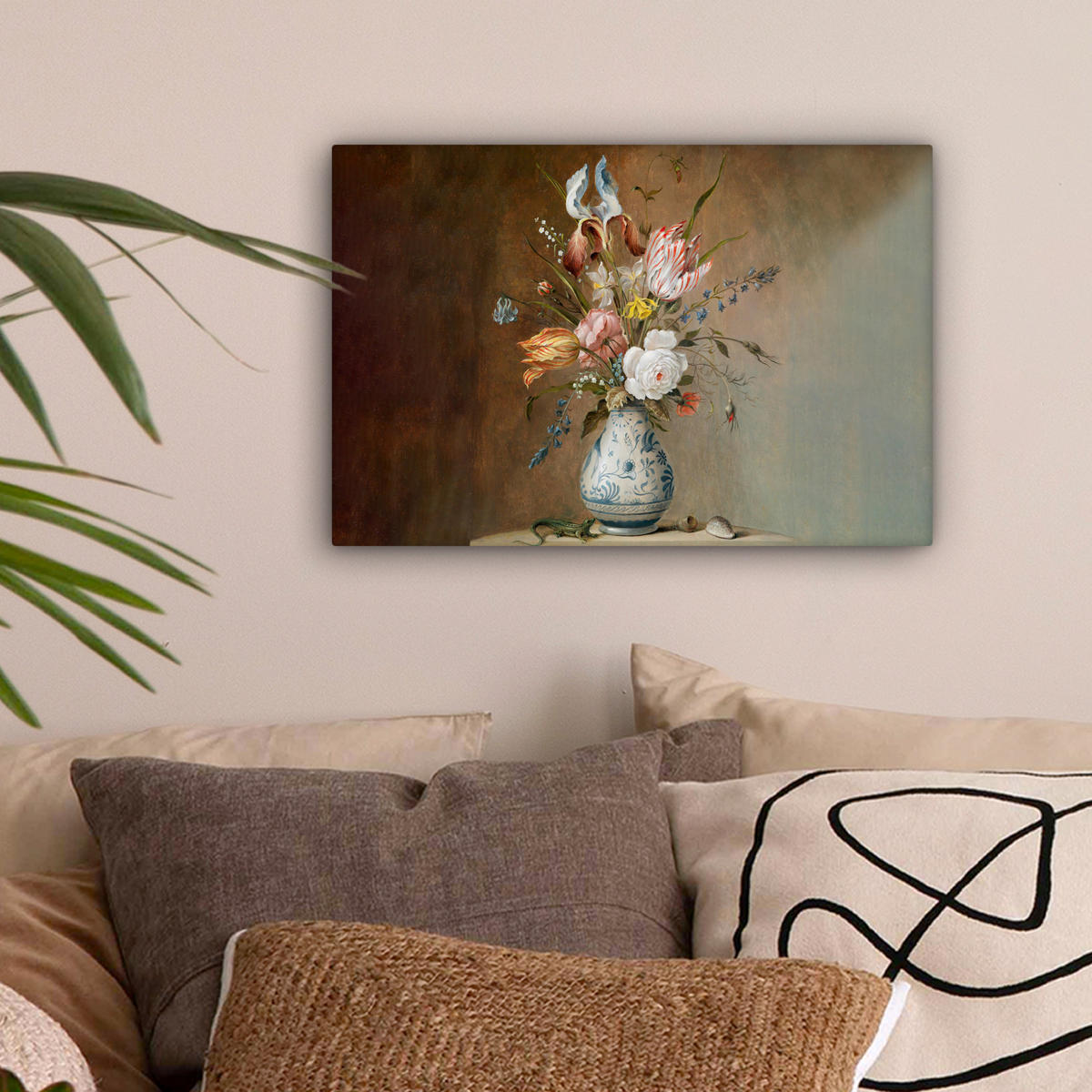 LEINWANDBILD Alte Meister - Blumen - Balthasar van der Ast 30x20 cm - Hellbraun, Textil (30/20cm) - MuchoWow