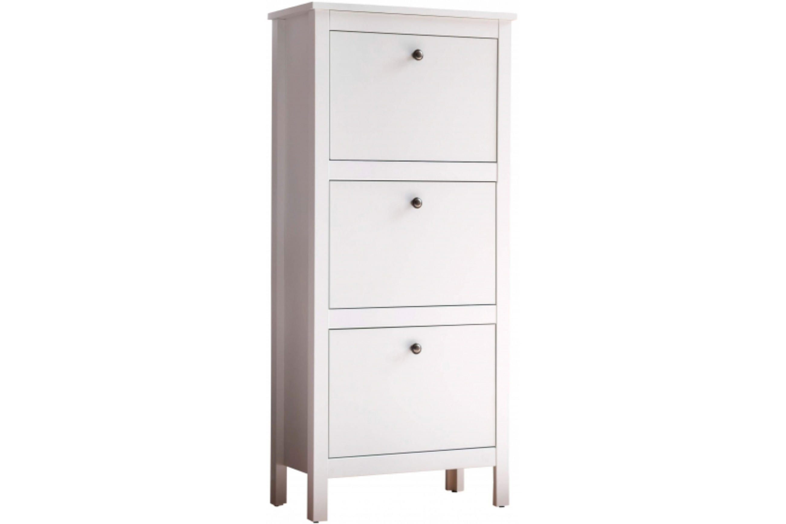 SCHUHSCHRANK FARGE 3 geräumige Schubladen, weiß - Weiß, Holz (55/126/29cm) - KONSIMO®