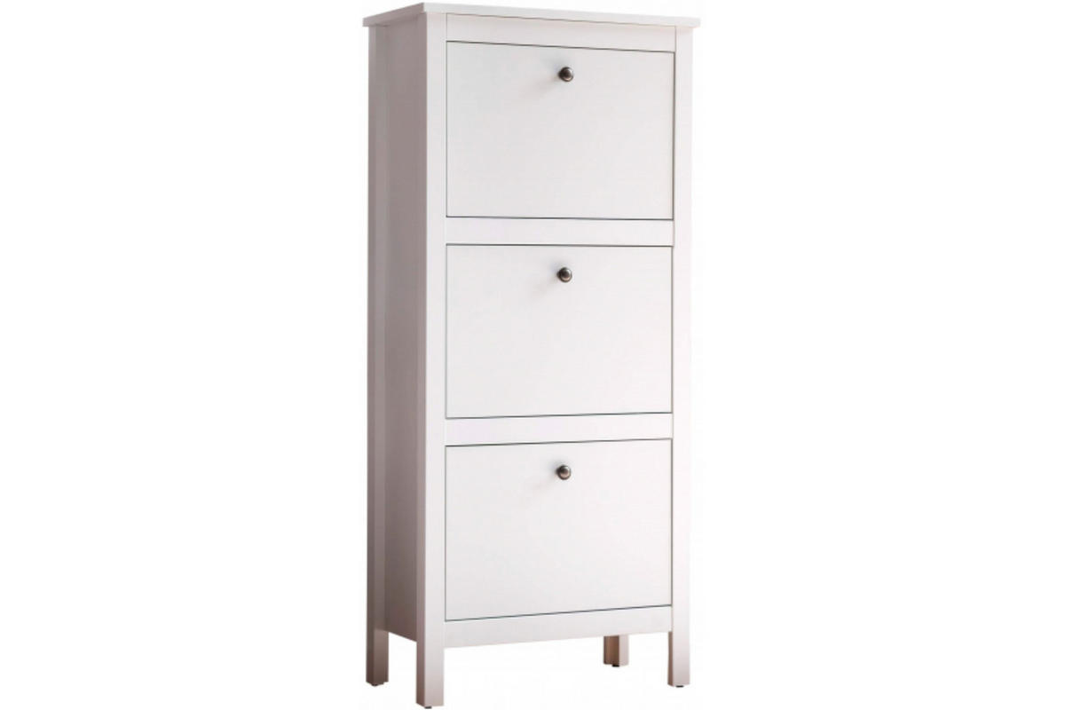 SCHUHSCHRANK FARGE 3 geräumige Schubladen, weiß - Weiß, Holz (55/126/29cm) - KONSIMO®