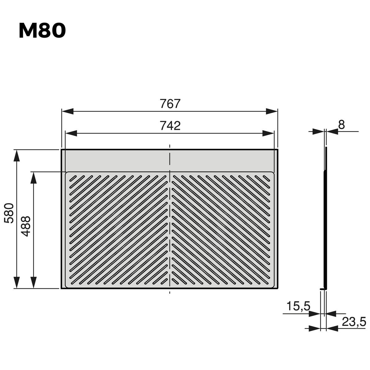 SCHUTZ für Böden von Küchenmöbeln Modell Sink, M80, 767x580mm, Brettstärke 16mm, schneidbar, Kunststoff, Anthrazitgrau - Anthrazit, Kunststoff (60.6/9/99.5cm) - EMUCA