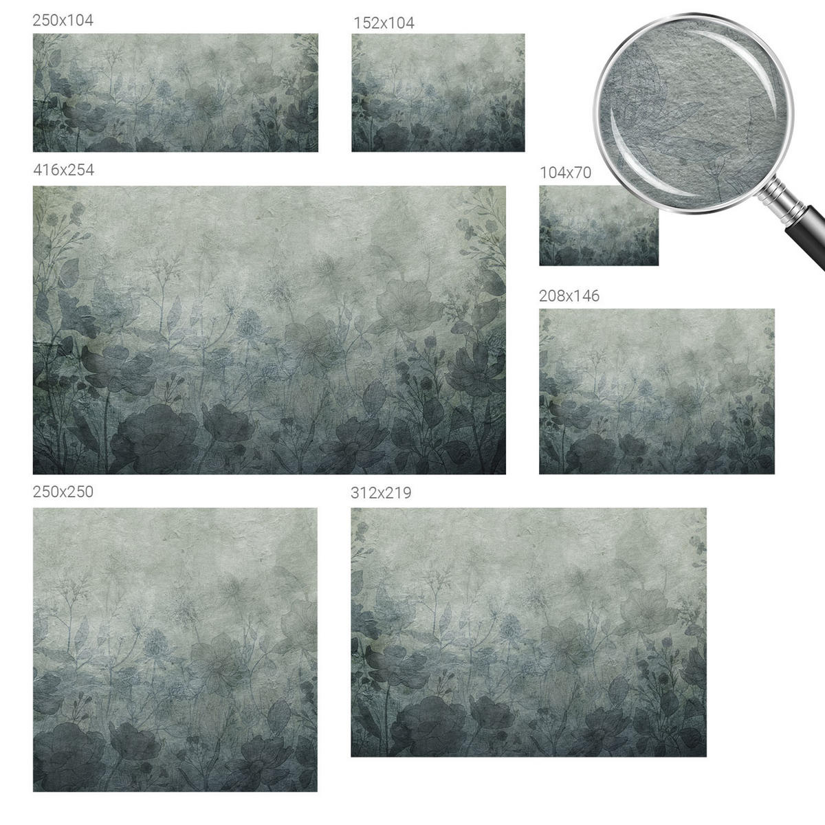 FOTOTAPETE 104x70 cm - Pflanzeneleganz - Grau, Textil (104/70cm) - Wallfluent