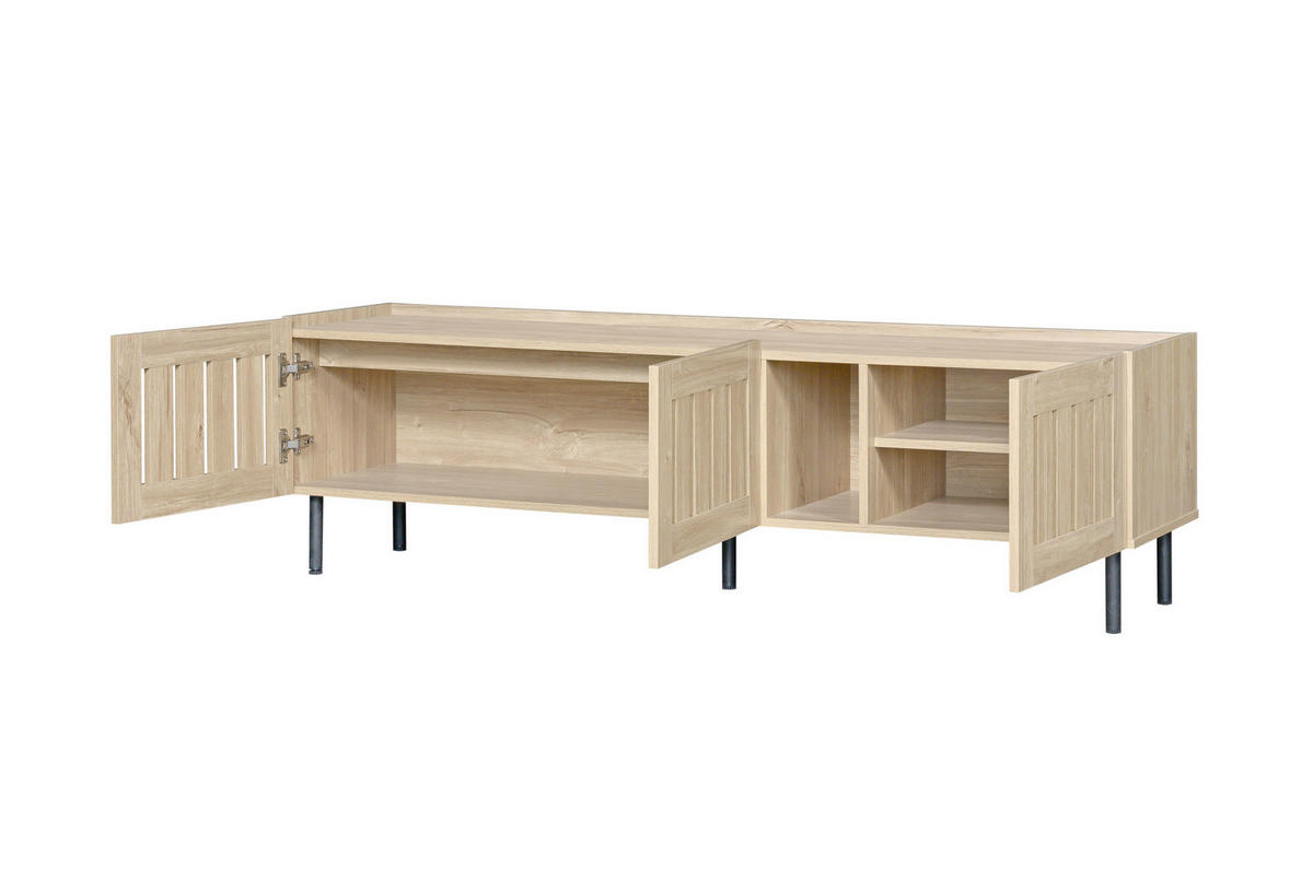 TV-LOWBOARD 160/40/47 cm mit 3 Türen und Kabeldurchlass in Natur - Hellbraun, Holzwerkstoff (160/47/40cm) - BEAOK