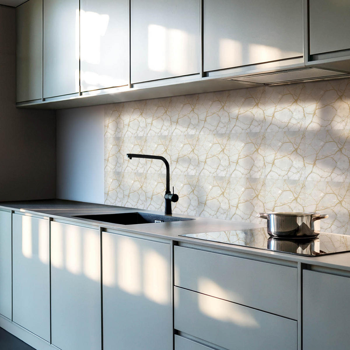 WANDPANEEL 10x 40x20 cm selbstklebend Lunethis - Weiß Hochglanz, Kunststoff (20/1.6/40cm) - Wallfluent