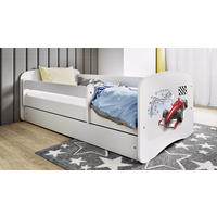 KINDERBETT Formel 1 80x180 cm mit Schublade, Rausfallschutz & Lattenrost, Weiß - Weiß, Holzwerkstoff (80/180cm) - RAUMHIRSCH FURNITURE