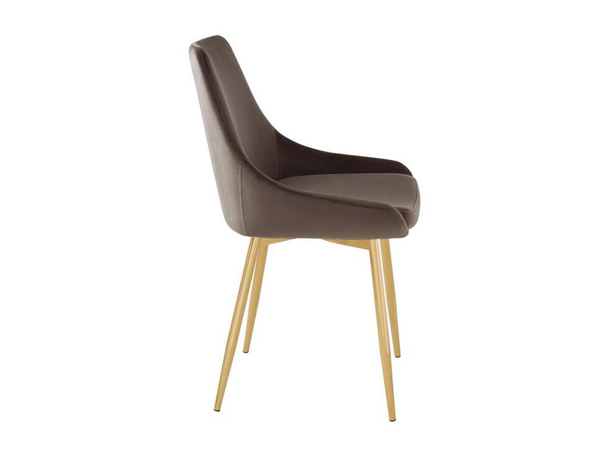 STUHL 2er-Set - Samt & Goldfarbenes Metall - Taupe - MASURIE - Braun, Textil (56/85.5/49cm) - Vente-Unique
