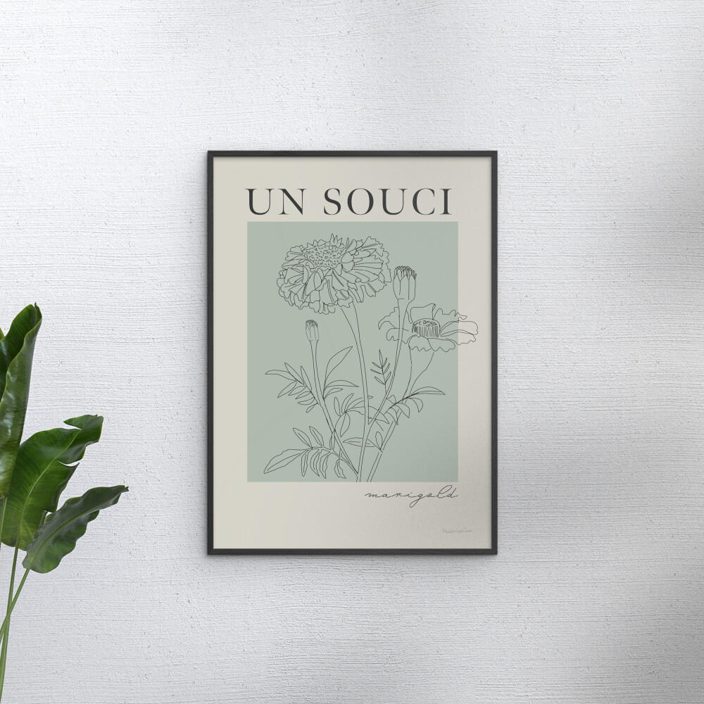 POSTER mit Rahmen Wild Apple - French Flower Poster II - Schwarz/Grün, Holz/Papier (50/70cm) - Poster&Frame