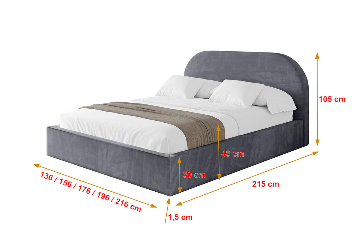 POLSTERBETT mit Bettkasten und Lattenrost, Bett mit Matratze H3/H4 - TIVON 120x200 Dunkelgrau - Dunkelgrau, Holzwerkstoff/Textil (120/200cm) - ALTDECOR