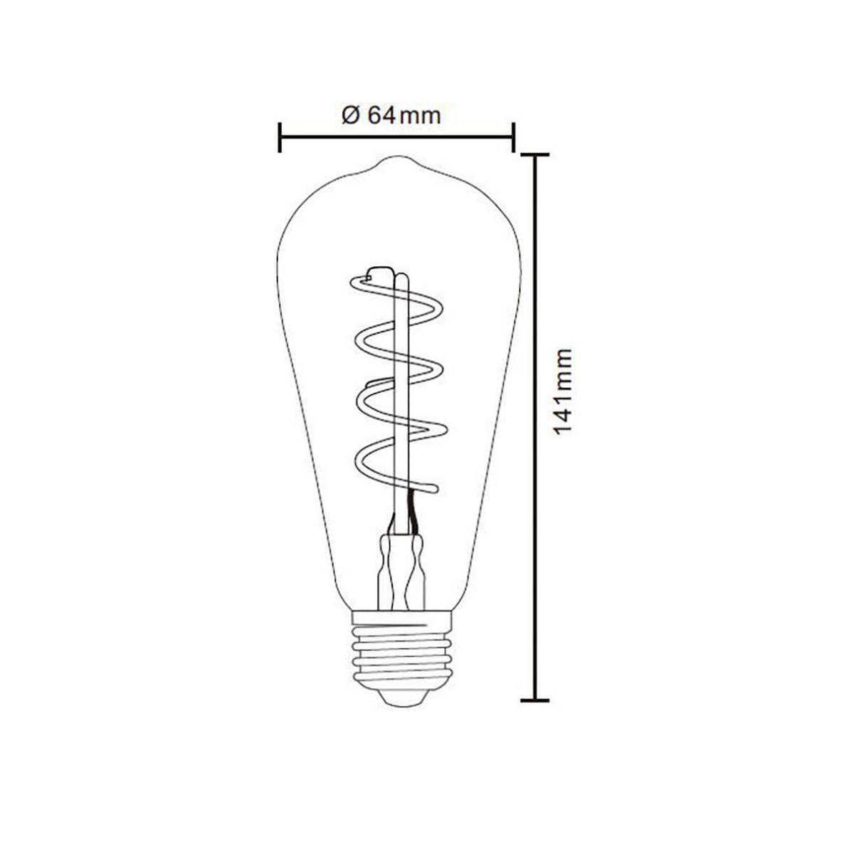 LED FILAMENT LEUCHTMITTEL Orange DUBAN - Orange, Glas (6.4/14cm) - Globo Lighting