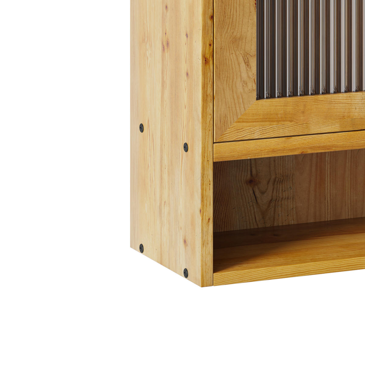 HÄNGESCHRANK 90/20/60 cm natur aus Massivholz und Glas mit Schiebetüren - Naturfarben, Glas (90/60/20cm) - OKWISH