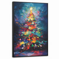 LEINWAND Bilder mit Rahmen - Weihnachtsbaum - Weihnachten - Abstrakt - Farbenfroh - 60x90 - Multicolor, Textil (60/90cm) - MuchoWow