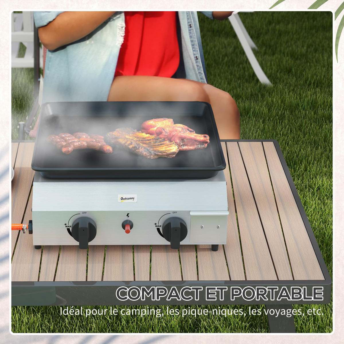 PLANCHA DE-18613 2 Brenner, 4,8 kW, transportabel - Silberfarben, Metall (44.5/19/44cm) - ComfortXL