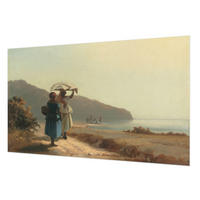 FOTOTAPETE 416x254 cm - Ein Spaziergang am Meer - Beige, Textil (416/254cm) - Wallfluent