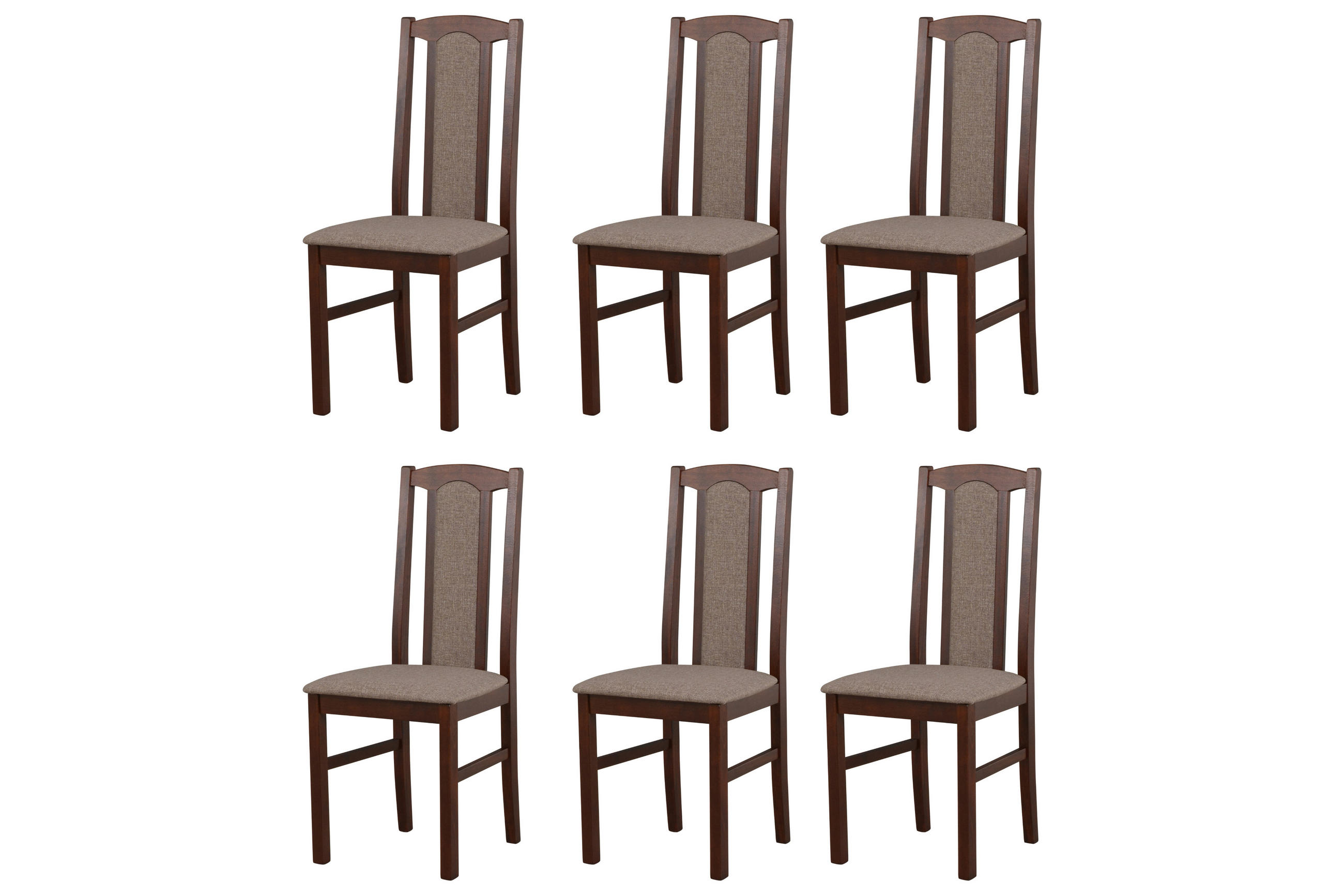 ESSZIMMERSTUHL - Set 6x Bos 7 nussbaum, hygge 20 - Nussbaumfarben/Braun, Holz (43/96/40cm) - Leaf Design