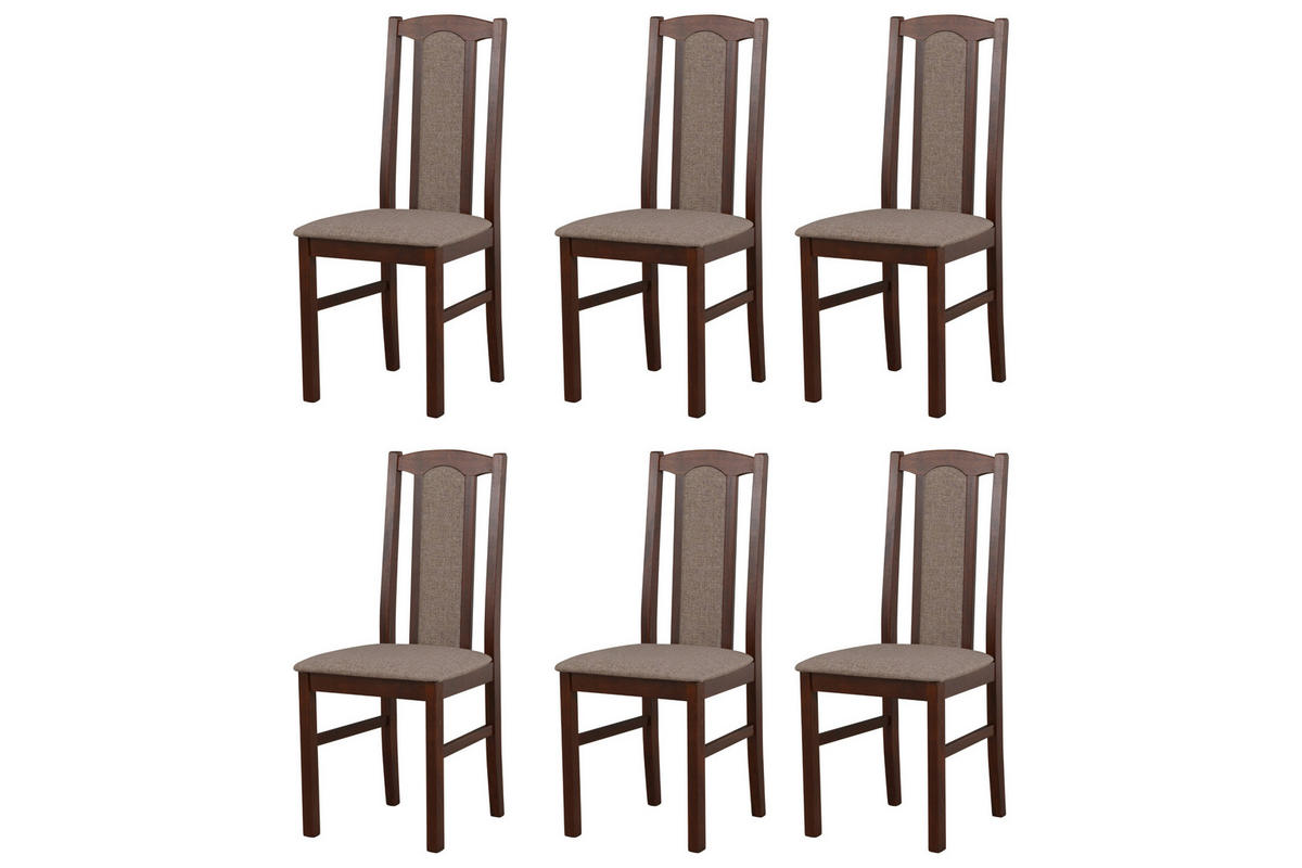 ESSZIMMERSTUHL - Set 6x Bos 7 nussbaum, hygge 20 - Nussbaumfarben/Braun, Holz (43/96/40cm) - Leaf Design