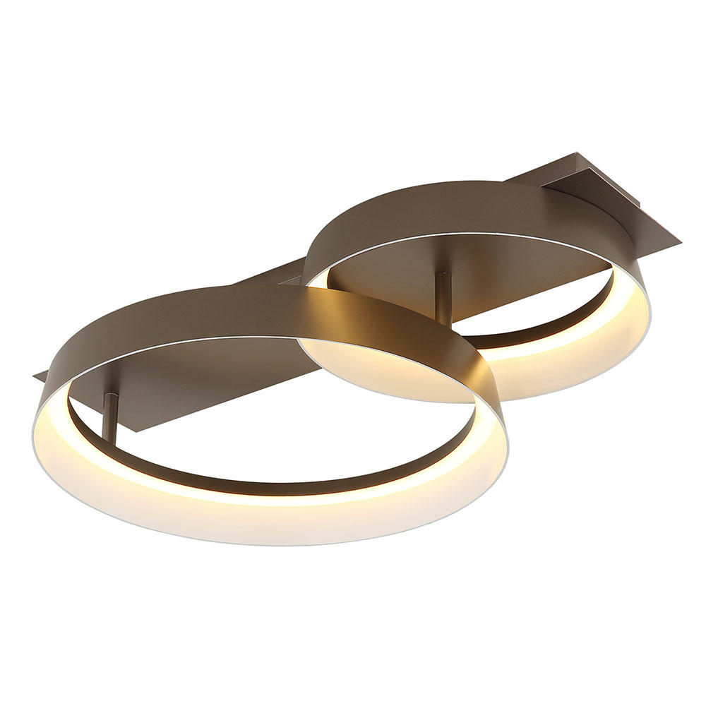LED DECKENLEUCHTE Metall Braun Opal - Braun, Metall (50/35/12cm) - Globo Lighting
