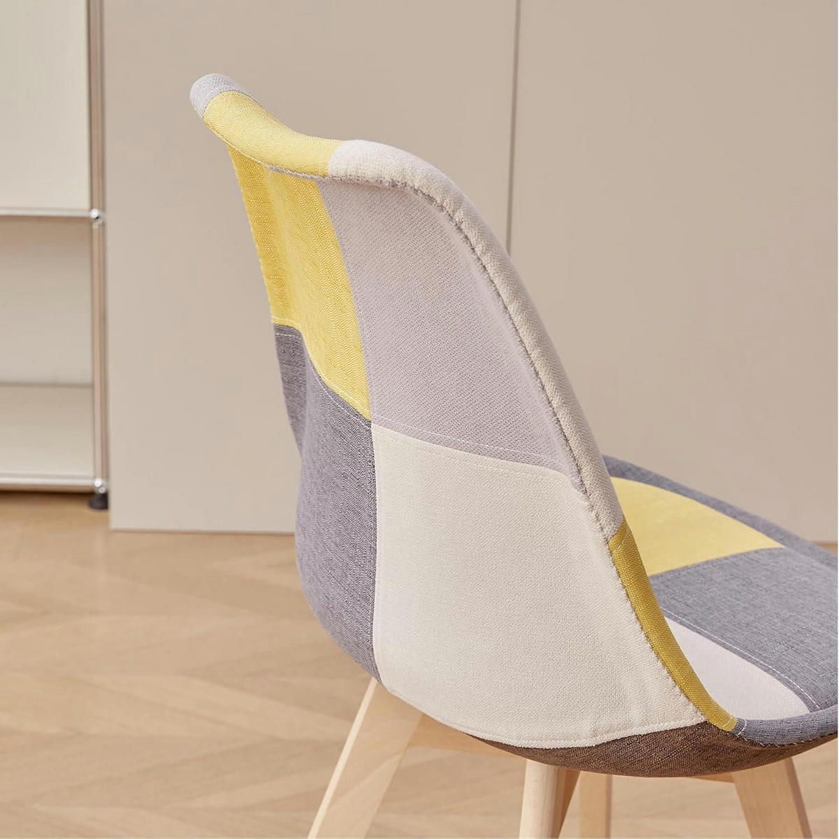 ESSZIMMERSTUHL 2-teiliges Set Patchwork Gelb Massivholzbeine - Multicolor, Textil (49/83/42cm)