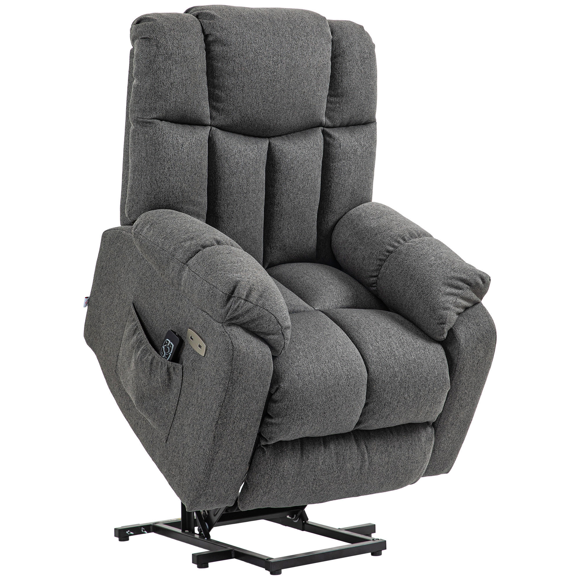 SESSEL mit Aufstehhilfe, Polyester - Dunkelgrau, Textil (95/107/92cm) - HOMCOM
