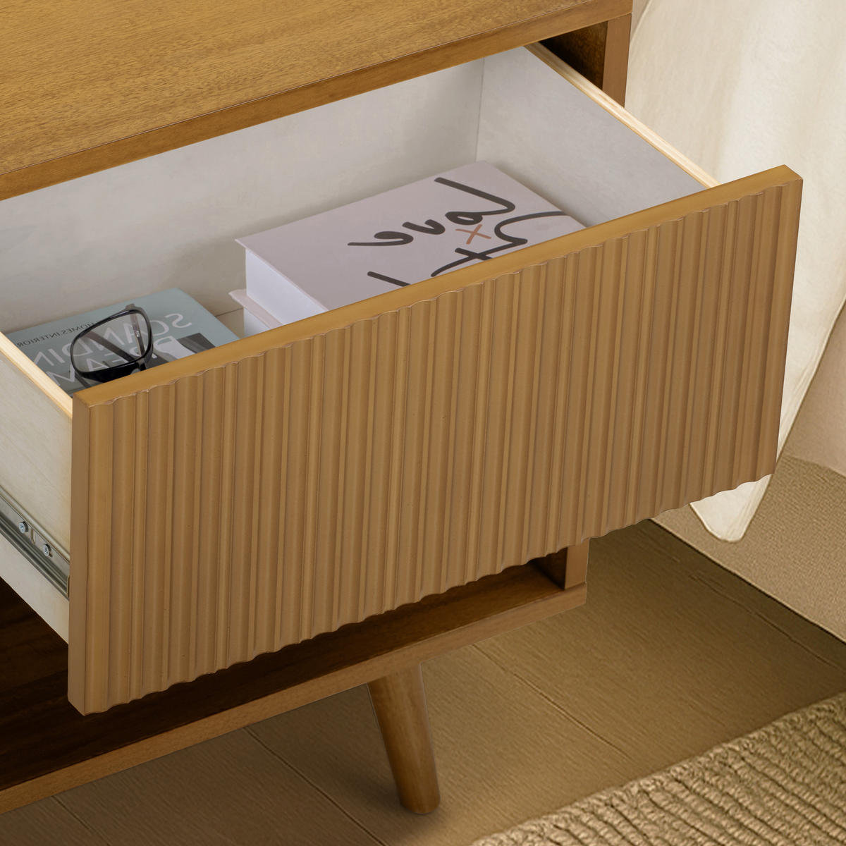 NACHTTISCH, Push-Open Schublade, 51cm, Braun - Braun, Holz (51/61/41cm) - Teamson Home