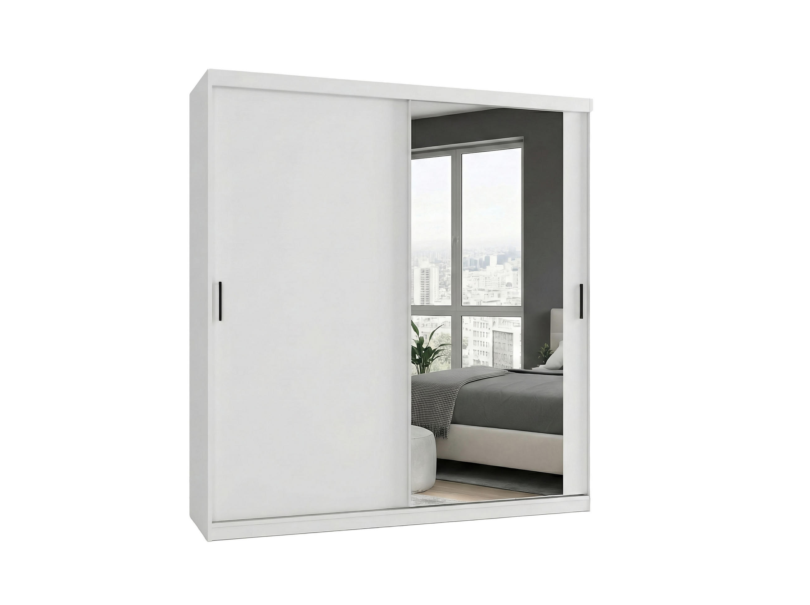 SCHWEBETÜRENSCHRANK Mirano Weiß Matt 200 cm - Weiß, Holzwerkstoff (200/215/60cm) - Ravio