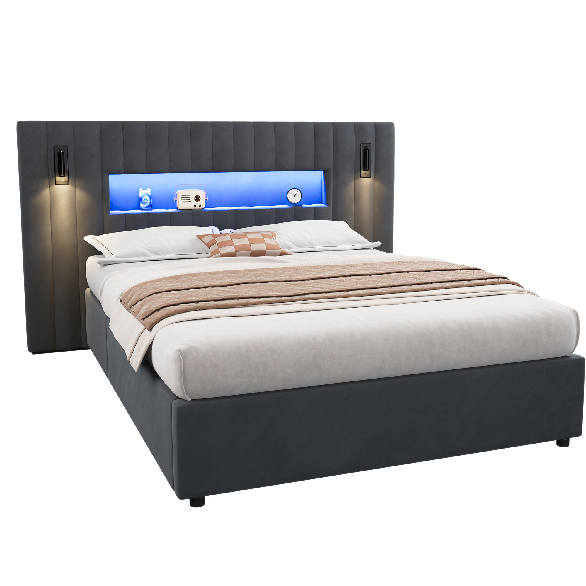 Beauniv Bett Dunkelgrau 140x200 cm