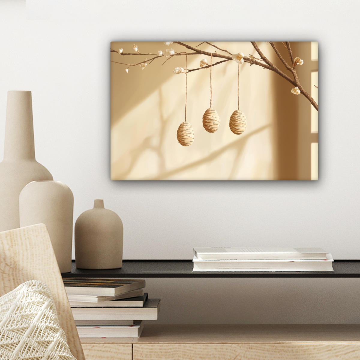 LEINWANDBILD Beige - Osterkuchen - Eier Deko Schlafzimmer 30x20 cm - Beige, Textil (30/20cm) - MuchoWow