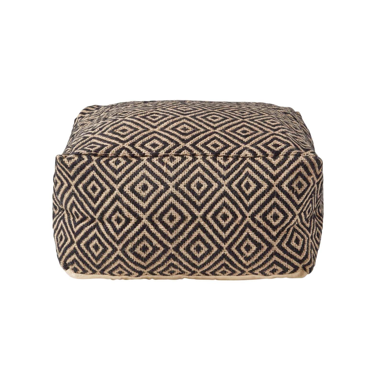 SITZPOUF Aztec Style mit Ethno-Muster, 60/60/30 cm - Schwarz, Textil (60/30/60cm) - Homescapes