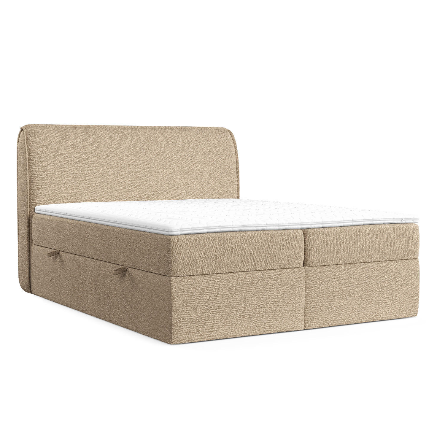 BOXBETT Organic Dunkelbeige 180/200 cm mit Bonellmatratze und Topper - Beige/Schwarz, Holz/Holzwerkstoff (180/200cm) - Maison de Reve