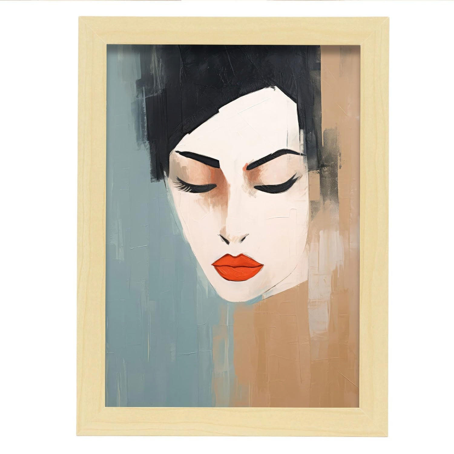 POSTER Lady Malika Blatt A4 Rahmen Aus Hellem Holz - Beige, Papier (29.7/5/21cm) - Nacnic