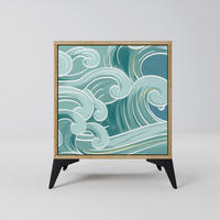 SIDEBOARD ASIAN SWAY, Eichefarben, 57,5x42x70,5 cm, Schwarze Metall-Sternfüße - Eichefarben/Multicolor, Holzwerkstoff/Metall (57.5/70.5/42cm) - SpaceRebels