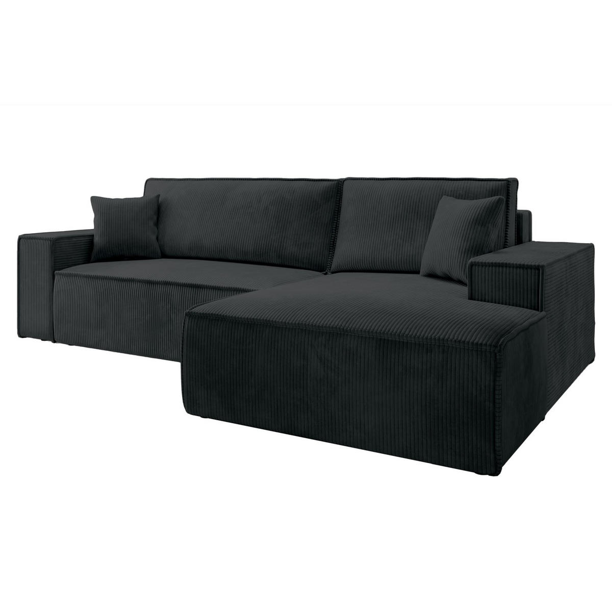 ECKSOFA Farese New Schwarz Cord - Schwarz, Kunststoff/Textil (167/267cm) - Selsey