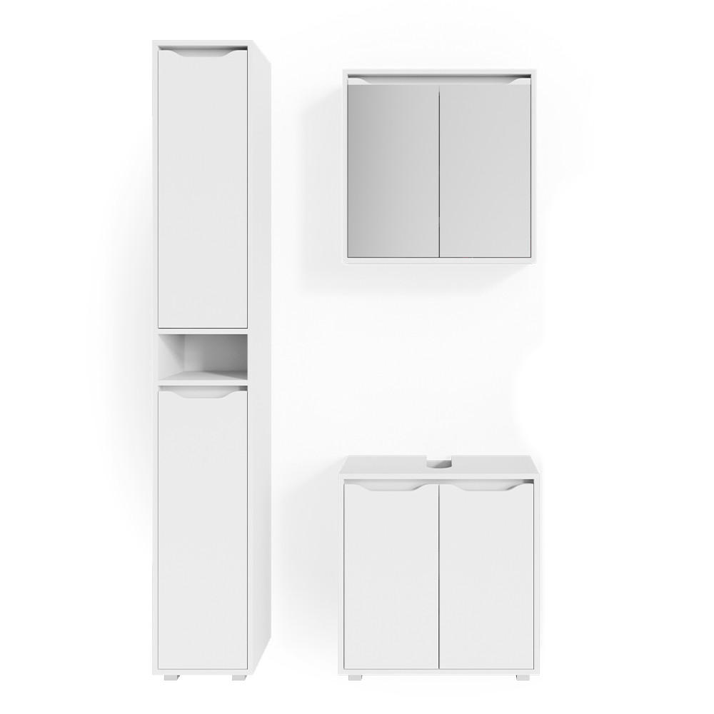 BADMÖBEL-SET Ruben Weiß 3 Teile, mit Hochschrank - Weiß, Holzwerkstoff (60/62/30cm) - Vicco