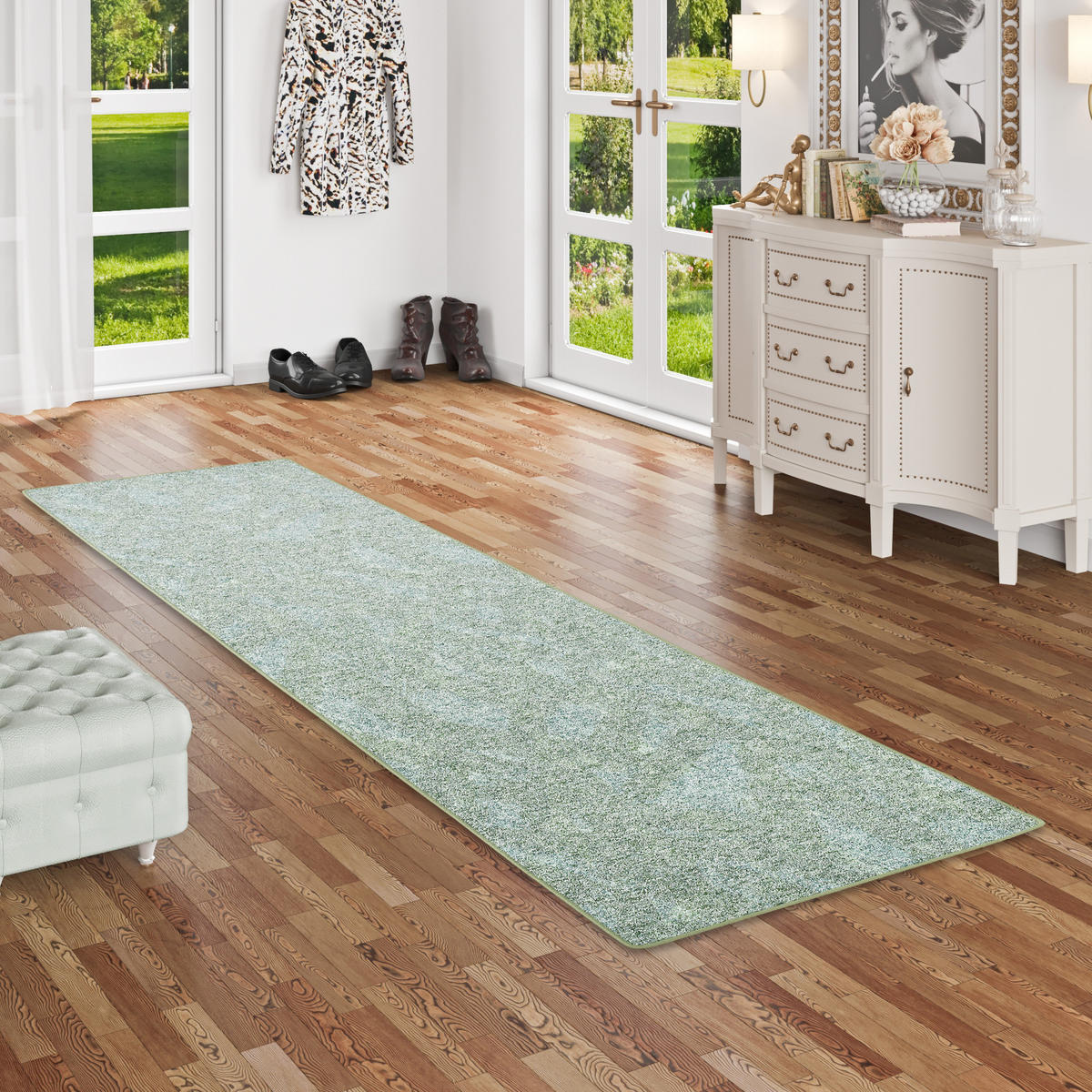 SCHLINGENTEPPICH MEMORY MELIERT LÄUFER - Grün, Textil (80/320cm) - Snapstyle