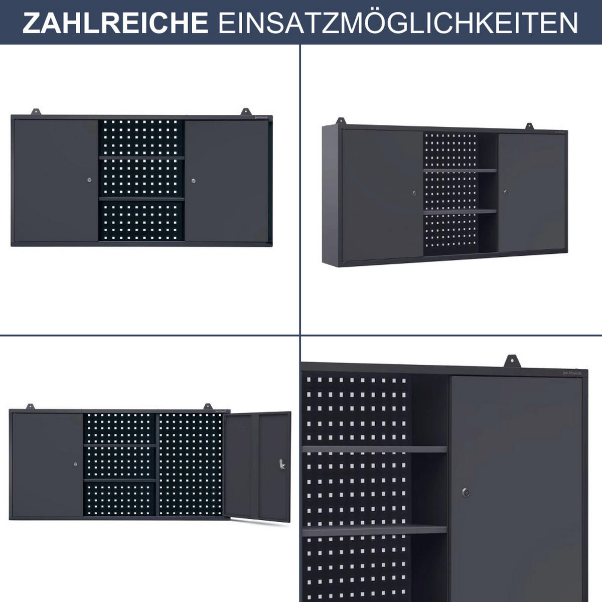 HÄNGESCHRANK Werkstatt abschließbar OLIS 60x120x20cm Anthrazit - Anthrazit, Metall (120/60/20cm) - DELUKE