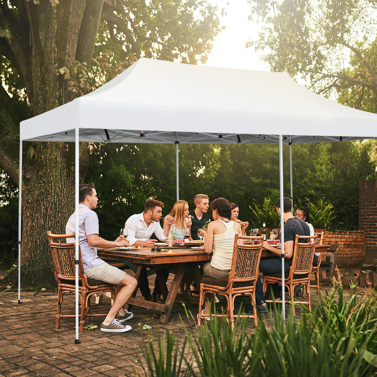 FALTPAVILLON 3x6m Weiß - Weiß, Kunststoff (300/330/600cm) - COSTWAY