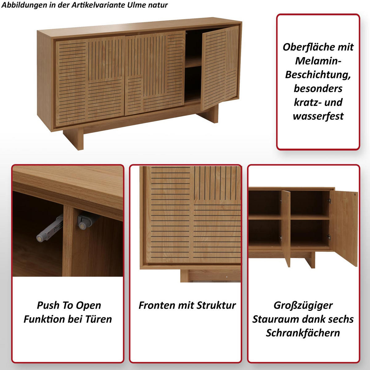 SIDEBOARD Beige - Beige, Holz (160/86/40cm) - MCW