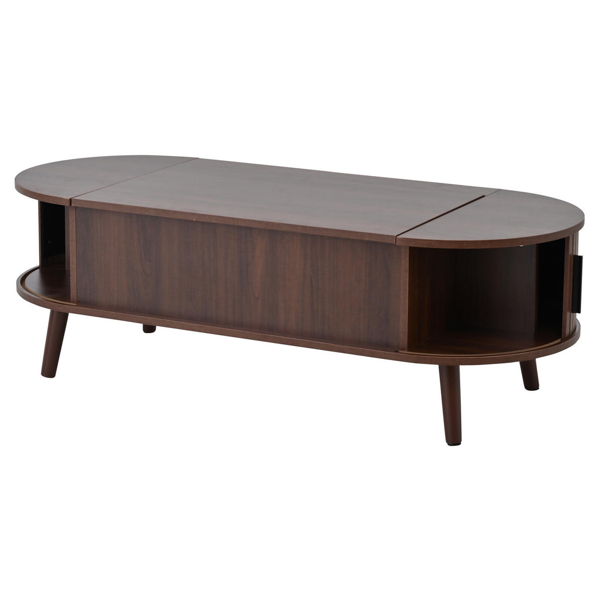 COUCHTISCH 120/50/39,5 cm höhenverstellbar mit verstecktem Stauraum und Rolltüren, Nussbaum - Nussbaumfarben, Holzwerkstoff (120/50/39.5cm) - Modfu
