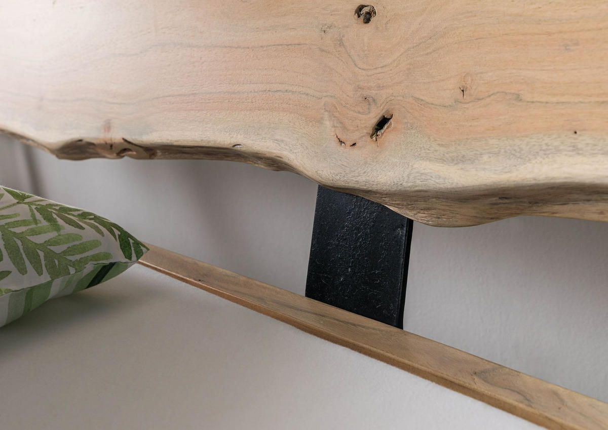 BETT Massivholz Akazie 180 x 200 x 99 natur PURE ACACIA #314 - Naturfarben, Holz (180/200cm) - Massivmoebel24