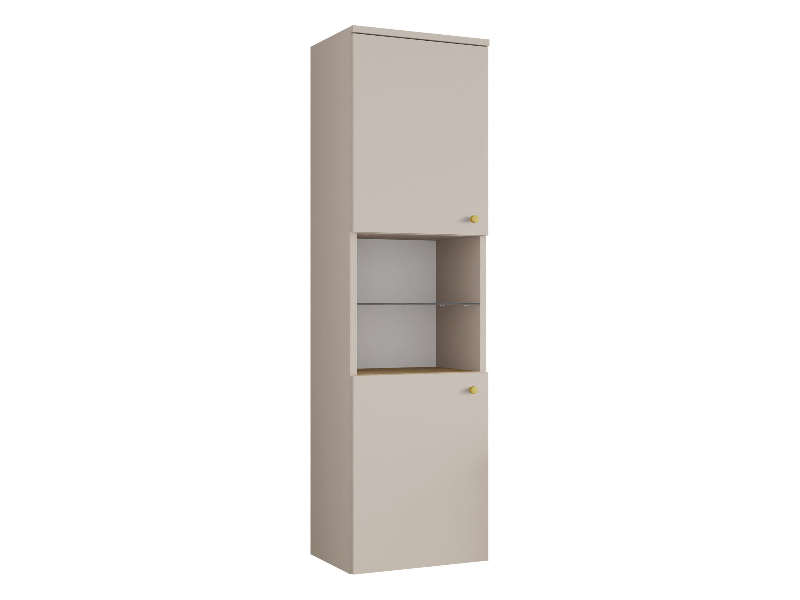 DULAP ÎNALT DE BAIE Kertos - auriu/nisipiu, compozit lemnos/metal (35/133/34cm) - MIRJAN24