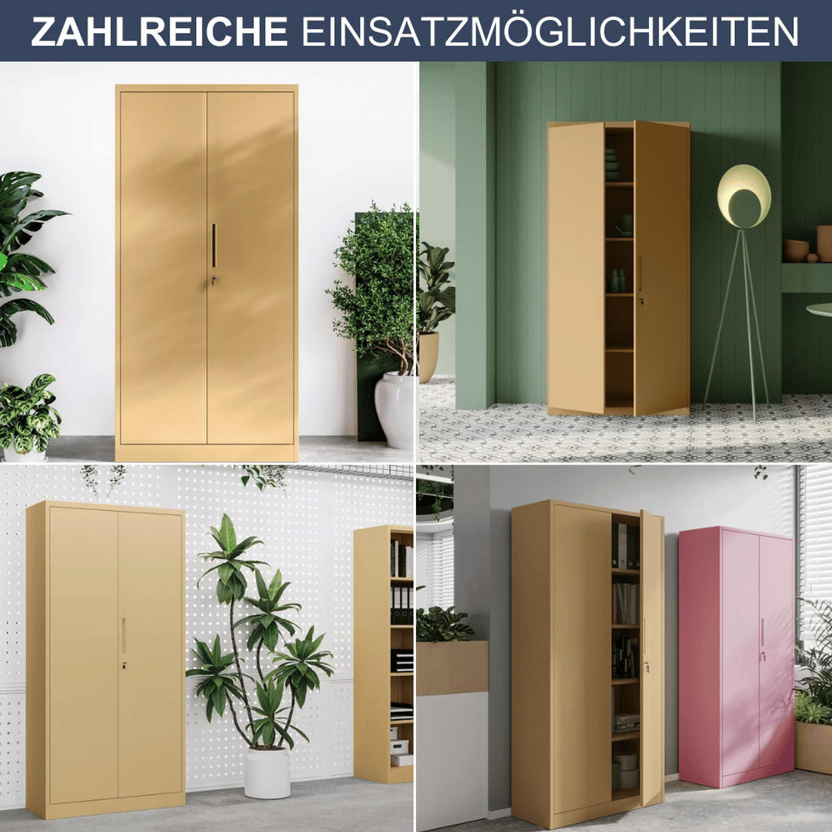 AKTENSCHRANK abschließbar KADO mit Flügeltüren 185x90x40cm Beige - Beige, Metall (90/185/40cm) - DELUKE