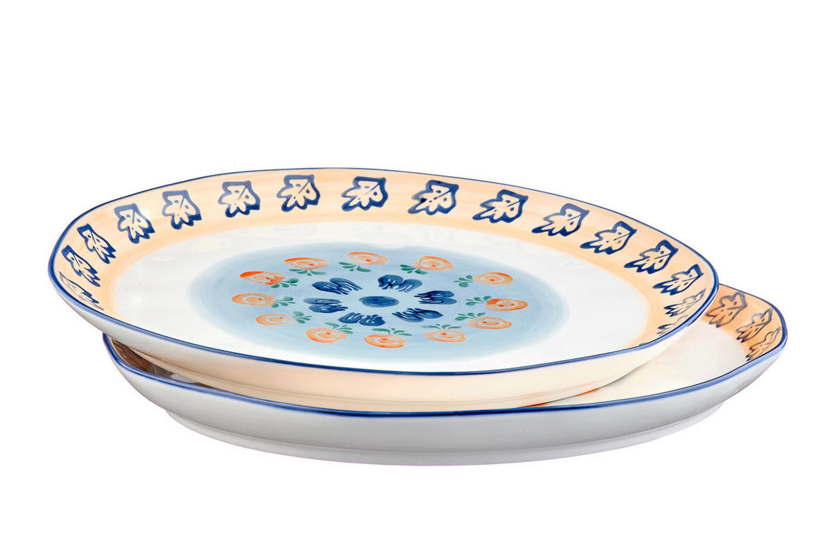 SERVIERPLATTEN Napoli Ø30cm - 2er-Set - Zitrusfrucht - Weiß, Keramik (30/2.8/30cm) - Björn