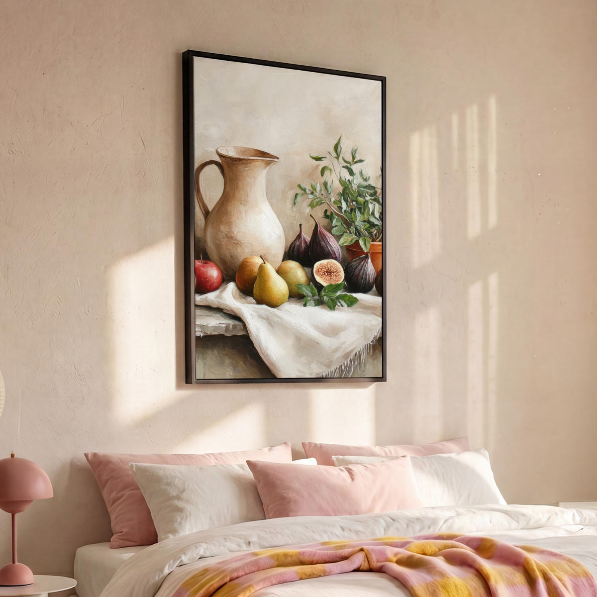 LEINWAND Bilder mit Rahmen - Obst - Kräuter - Ländlich - 100x150 - Naturfarben, Textil (100/150cm) - MuchoWow
